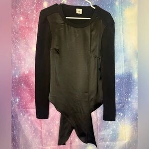 Black Long Sleeve Asymmetrical Top